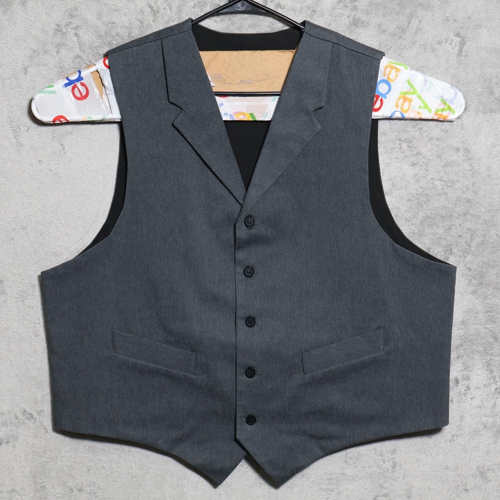 Frontier Classics Vest Mens XL Gray Twill Canvas Western Frontier Rodeo Cowboy